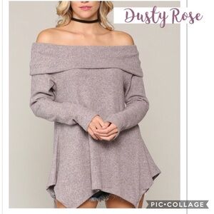 Dusty Rose Off The Shoulders Sweater